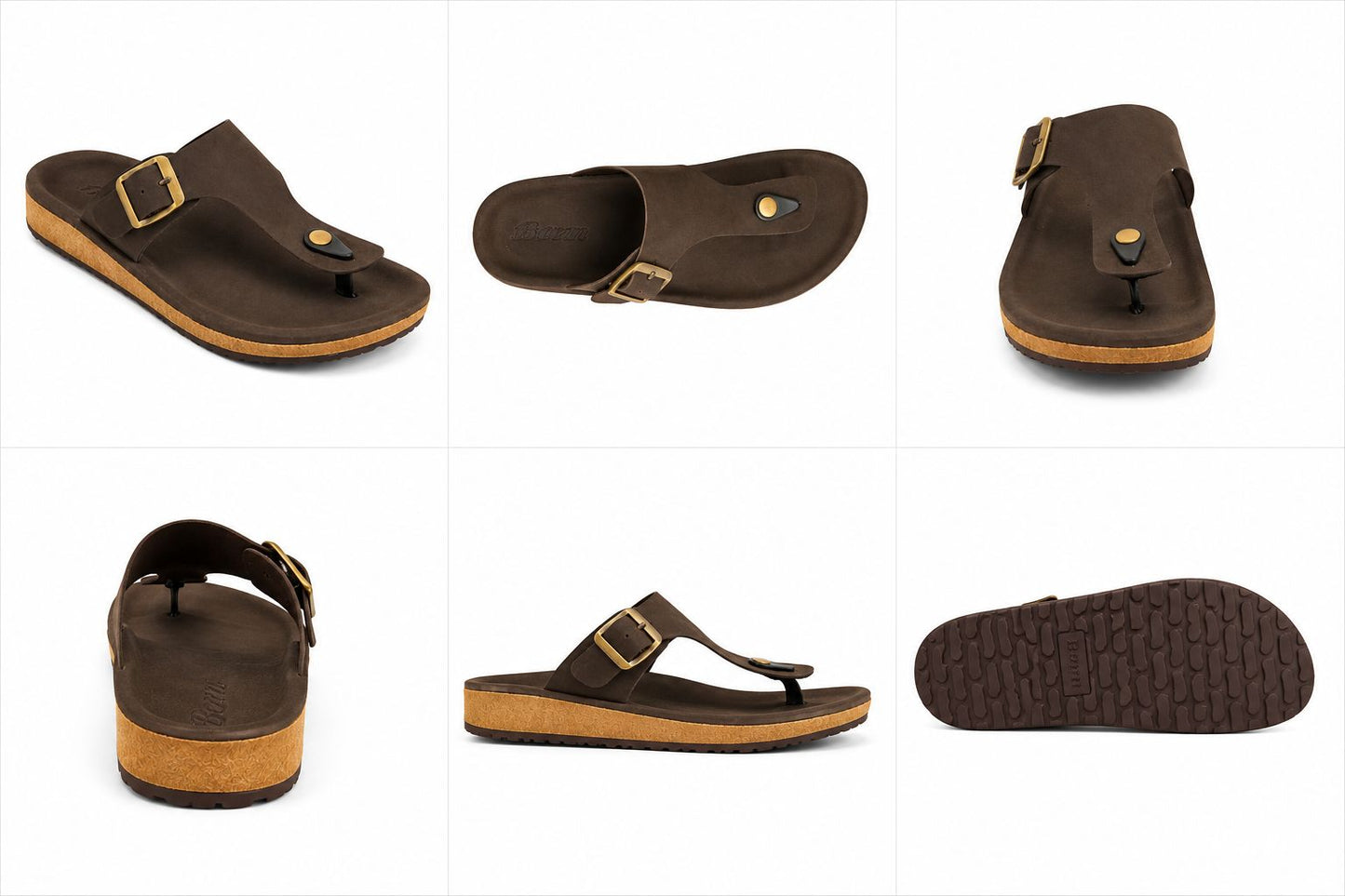 Bata Men’s Comfort Buckle Sandal | Lightweight Casual Wear | Brown