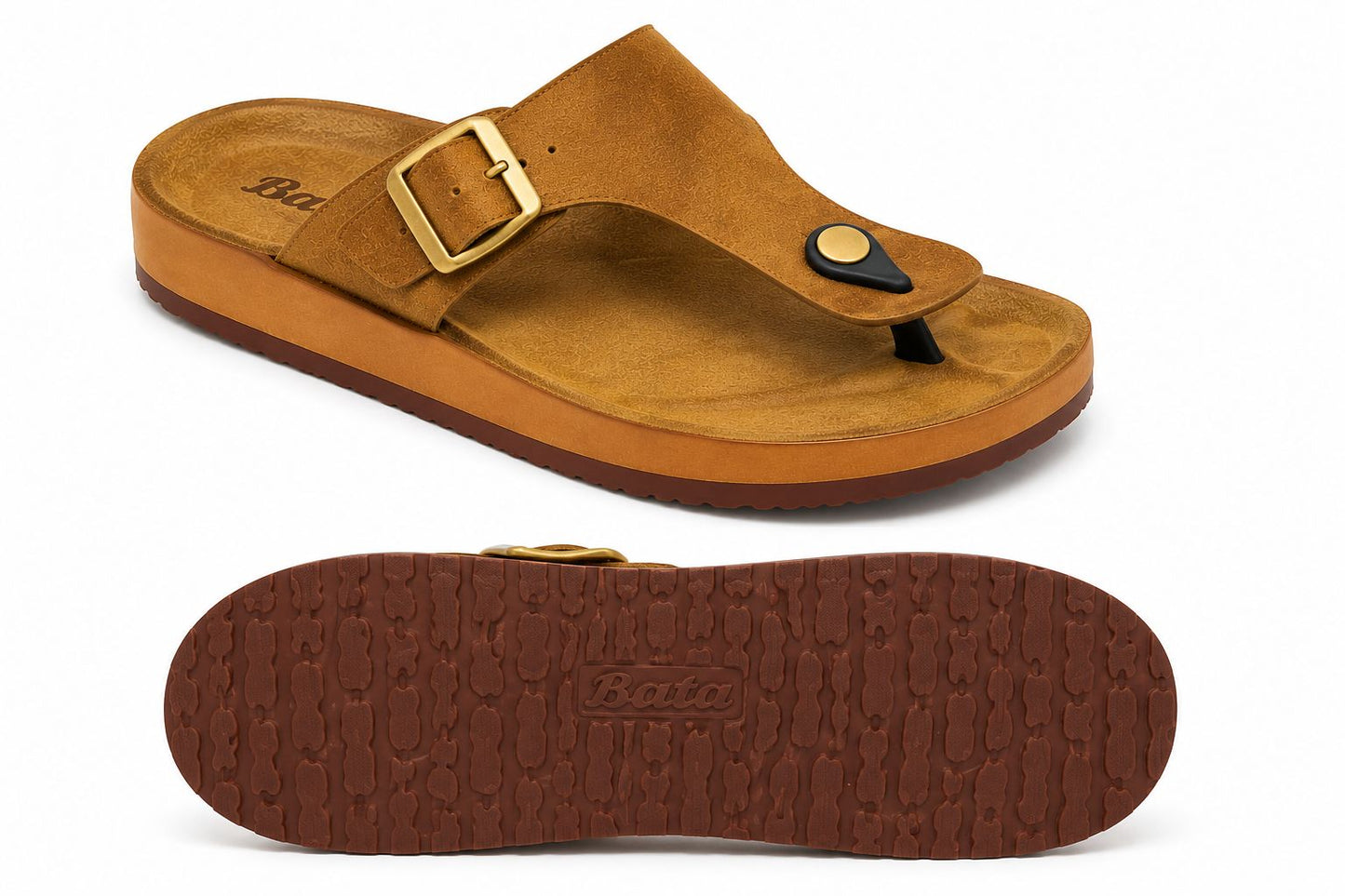 Bata Men’s Comfort Buckle Sandal | Lightweight Casual Wear | Brown