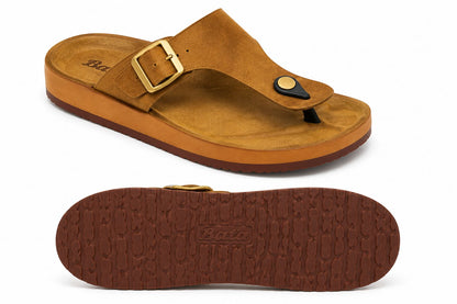 Bata Men’s Comfort Buckle Sandal | Lightweight Casual Wear | Brown