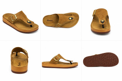 Bata Men’s Comfort Buckle Sandal | Lightweight Casual Wear | Brown